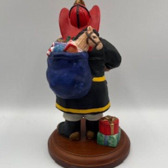 Vintage Russ Santa Collection Fireman Santa Figurine Christmas Turnouts & Bear - Picture 2 of 10